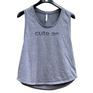 Fabletics “Cute af” Gray Women's Casual Workout Tank Top Size XL